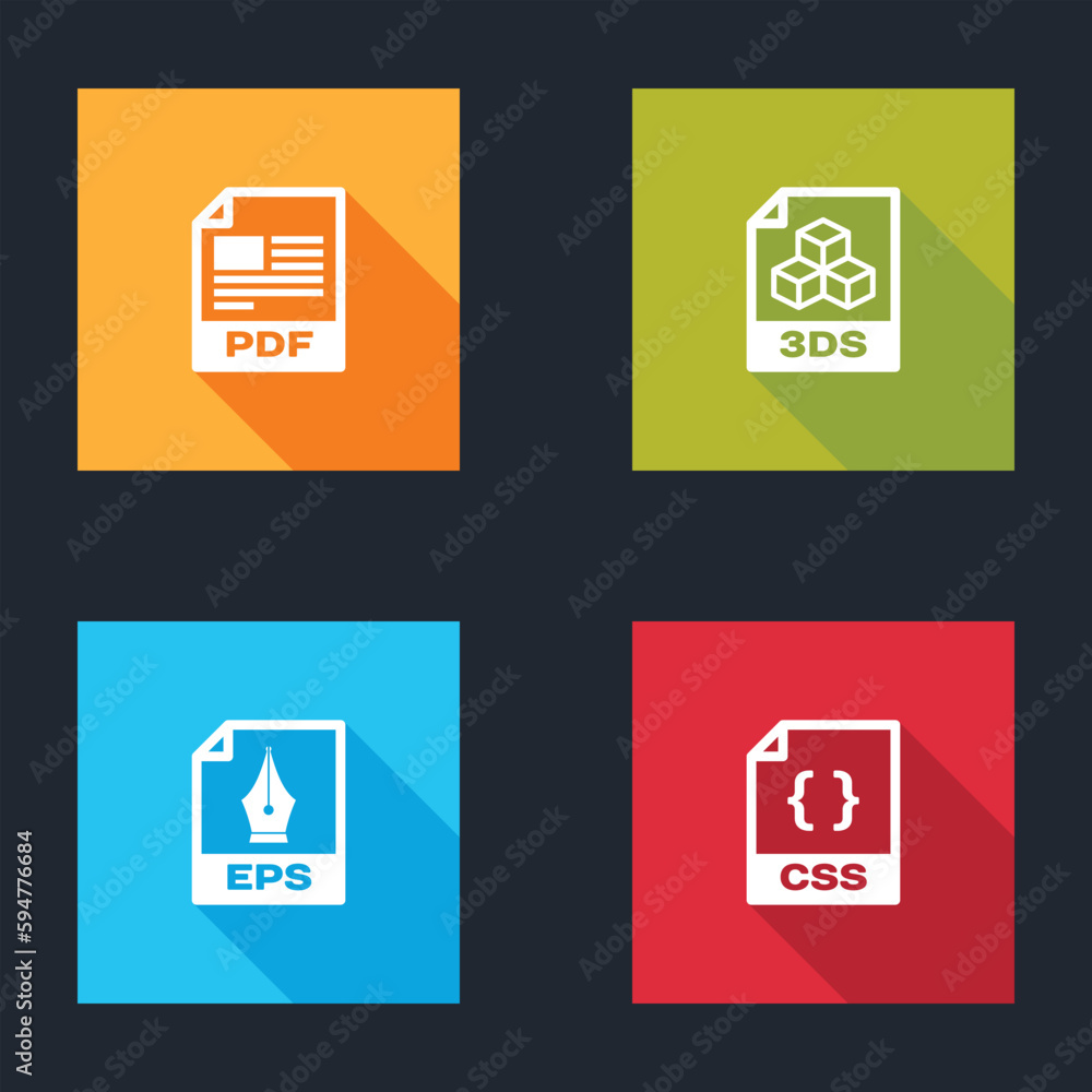 Poster set pdf file document, 3ds, eps and css icon. vector
