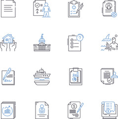 Deductible line icons collection. Threshold, Allowance, Cap, Limitation, Reduction, Excess, Amount vector and linear illustration. Franchise,Cost,Coverage outline signs set