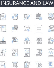 Insurance and law line icons collection. nsurance, Protection, Cover, Assurance, Security, Policy, Safety net vector and linear illustration. Warranty,Guarantee,Indemnity outline signs set