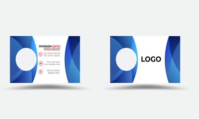 visiting card, blue and white business card creative modern  Vector  double sided Corporate Business card,
