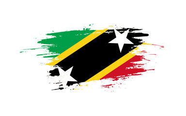 Creative hand-drawn brush stroke flag of SAINT KITTS AND NEVIS country vector illustration