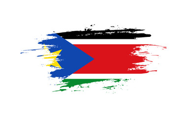 Creative hand-drawn brush stroke flag of SOUTH SUDAN country vector illustration