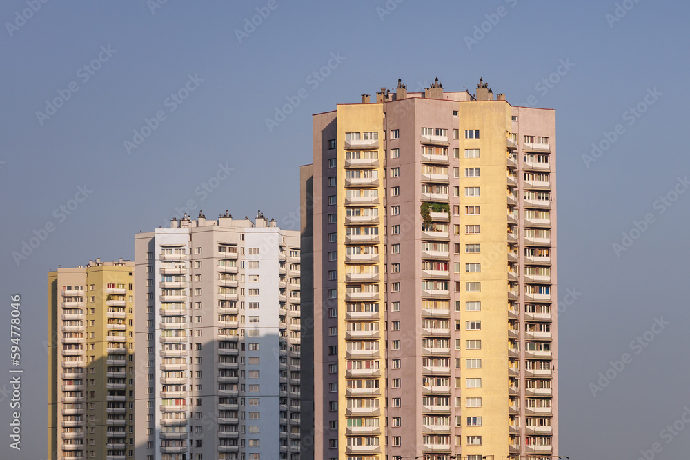 Poster So called The Stars buildings in Katowice city, Poland