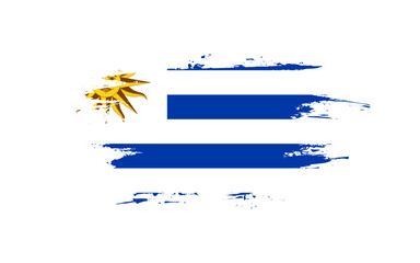 Obraz premium Creative hand-drawn brush stroke flag of URUGUAY country vector illustration