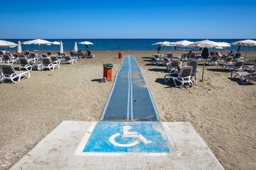 Disabled access point on a beach called Mackenzie in Larnaca, Cyprus