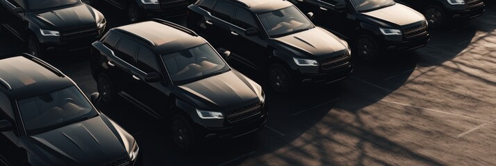 Transporting service company. White delivery vans in row. Parkende Autos, vehicle. Collection of commercial fleet. AI image.	 - obrazy, fototapety, plakaty
