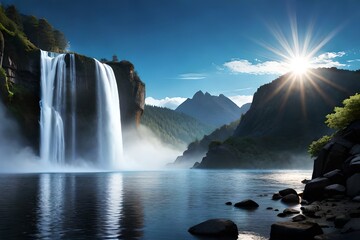 waterfall  from the mountains