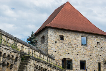 Fototapeta na wymiar Historic Tailors Tower, part of walls of old part of Cluj Napoca city, Romania