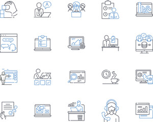 Collaboration and teamwork line icons collection. Synergy, Unity, Partnership, Cooperation, Coordination, Communication, Trust vector and linear illustration. Support,Bonding,Alliance outline signs