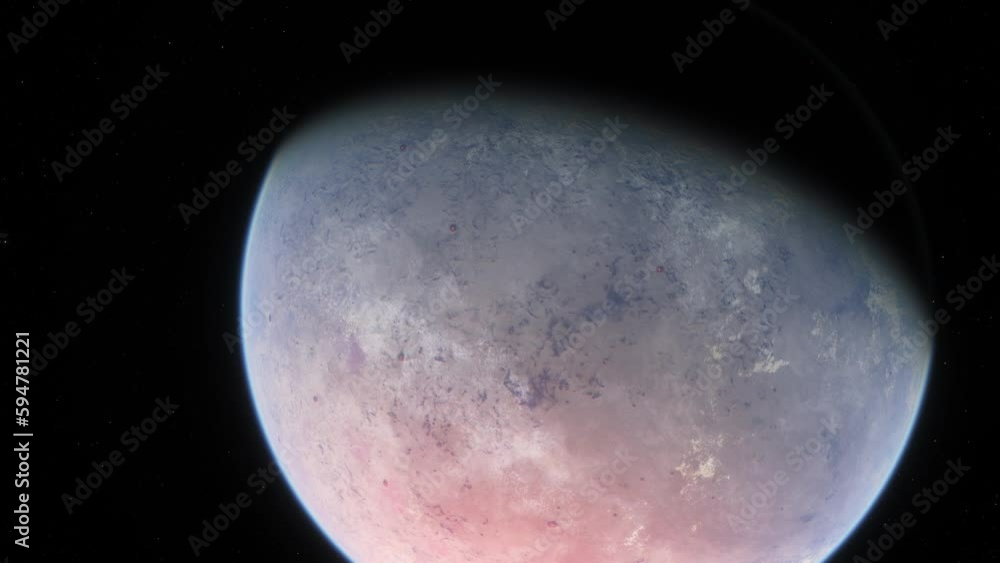 Wall mural cinematic animation of exoplanet in another solar system. a geologically active planet in another ga