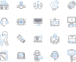 Digital line icons collection. Technology, Online, Internet, Web, Cyber, Social, Mobile vector and linear illustration. Data,Virtual,Cloud outline signs set