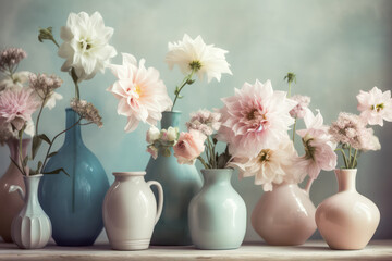 Flower vase as still life. Generative AI.