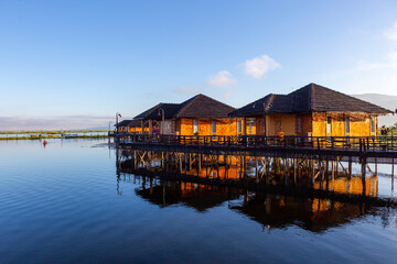 Obraz premium Inle Lake and houseboats, Myanmar, Burma