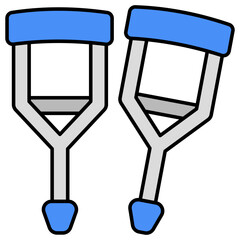 Walking stick icon, flat design of crutches