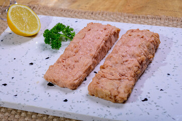 Tasty vegetarian vegan fish free salmon steak, healthy food
