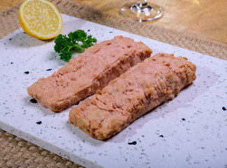 Tasty vegetarian vegan fish free salmon steak, healthy food