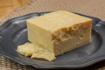 British cheeses collection, English matured smoked cheddar cheese