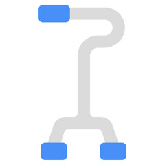 Walking stick icon, flat design of crutch