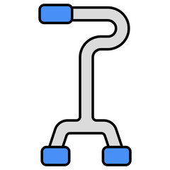 Walking stick icon, flat design of crutch
