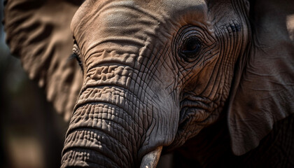 Large endangered African elephant in the wild generated by AI