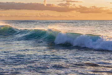 Beautiful ocean waves and beach at sunset time, Tenerife, Canary Islands, Spain