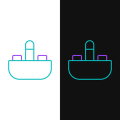 Obraz premium Line Washbasin with water tap icon isolated on white and black background. Colorful outline concept. Vector