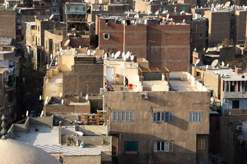 General architecture of Cairo city. Mix of modern and archaic element in the capital of African country.