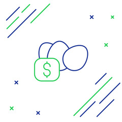 Line Price tag for chicken egg icon isolated on white background. Colorful outline concept. Vector