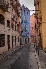 Fototapeta na wymiar Narrow streets with shops and cafes old town Tarragona Costa Dorada Catalonia Spain