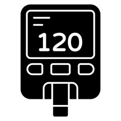 Sugar test machine icon, flat design of glucometer