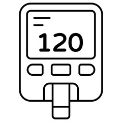 Sugar test machine icon, flat design of glucometer