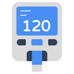 Sugar test machine icon, flat design of glucometer