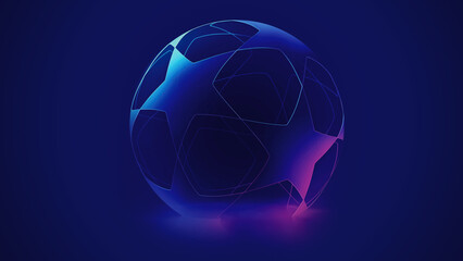 UEFA Champions League Cup Background Trophy 3d rendering illustration. - obrazy, fototapety, plakaty