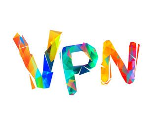 VPN vector symbol with triangular texture letters