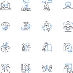 Tutoring and coaching line icons collection. Mentorship, Guidance, Support, Education, Learning, Training, Knowledge vector and linear illustration. Insight,Development,Enrichment outline signs set
