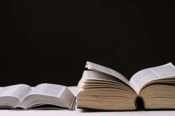 bible praying to God with the bible on white background with no people stock image stock photo	