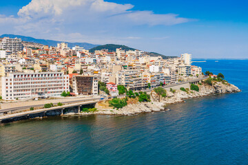 Fototapeta na wymiar Landscape view of Kavala city, Macedonia, Greece, Europe in summer