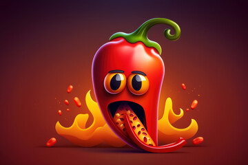A playful illustration of a bold, red chili pepper, with a happy expression and steam or smoke wafting from the top, suggesting heat and spice. . Generative AI