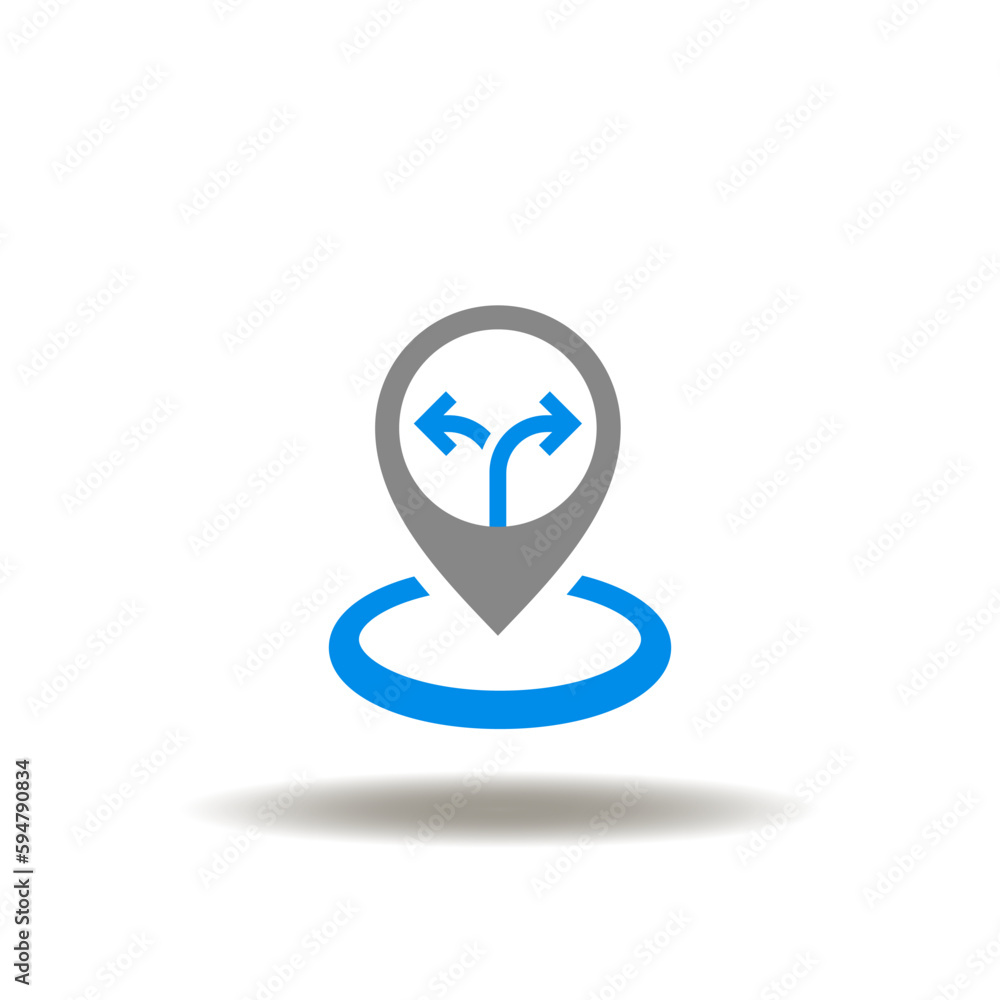 Poster vector illustration of location map marker with way arrows. icon of road navigation. symbol of navig