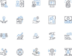 Capital markets line icons collection. Trading, Stock, Fund, Investment, Asset, Exchange, Securities vector and linear illustration. Bond,Share,Portfolio outline signs set