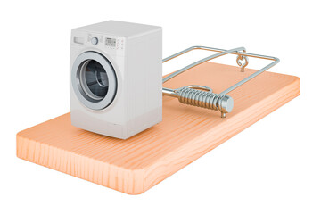 Washing machine inside mousetrap. 3D rendering