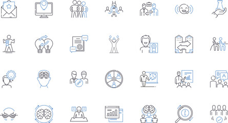 Enterprise profession line icons collection. Leadership, Management, Strategy, Innovation, Collaboration, Organization, Efficiency vector and linear illustration. Performance,Productivity,Competition