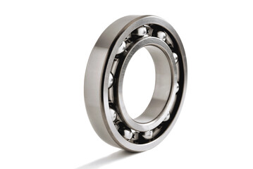 Ball bearing on a white background selective focus, copy space