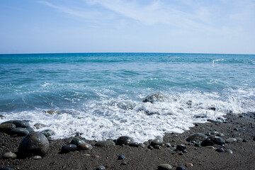 Fototapeta na wymiar black sandy beach on the atlantic coast of Gran Canaria