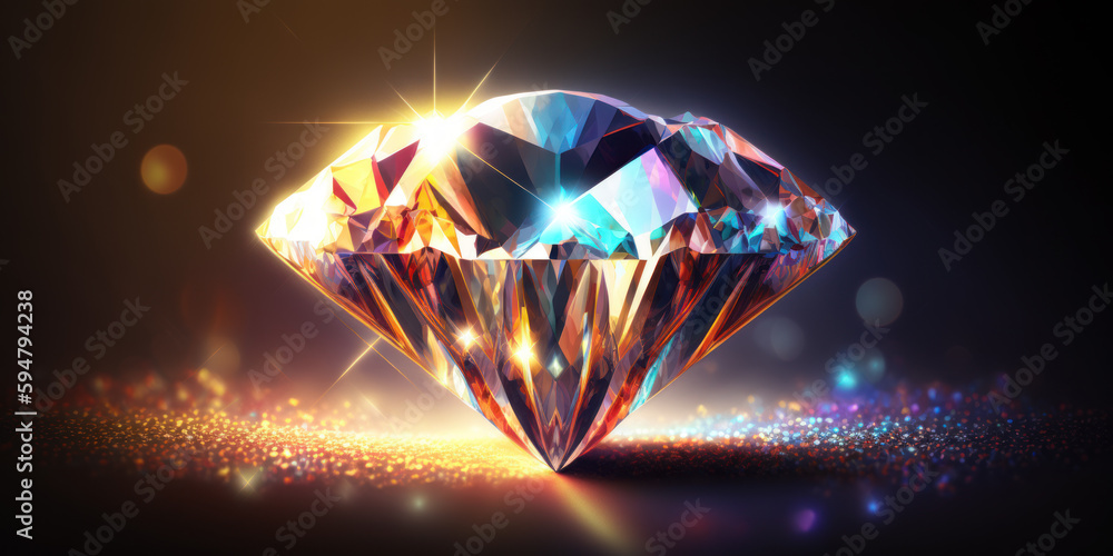 Poster a dazzling diamond glistens in the center of an abstract field of soft purples and blues, creating a