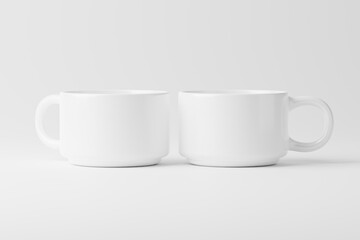 Ceramic Mug Cup For Coffee Tea White Blank 3D Rendering Mockup