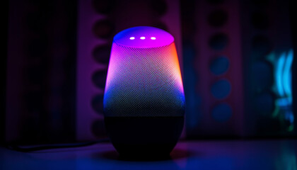 Glowing spotlight illuminating modern nightclub performance space generated by AI