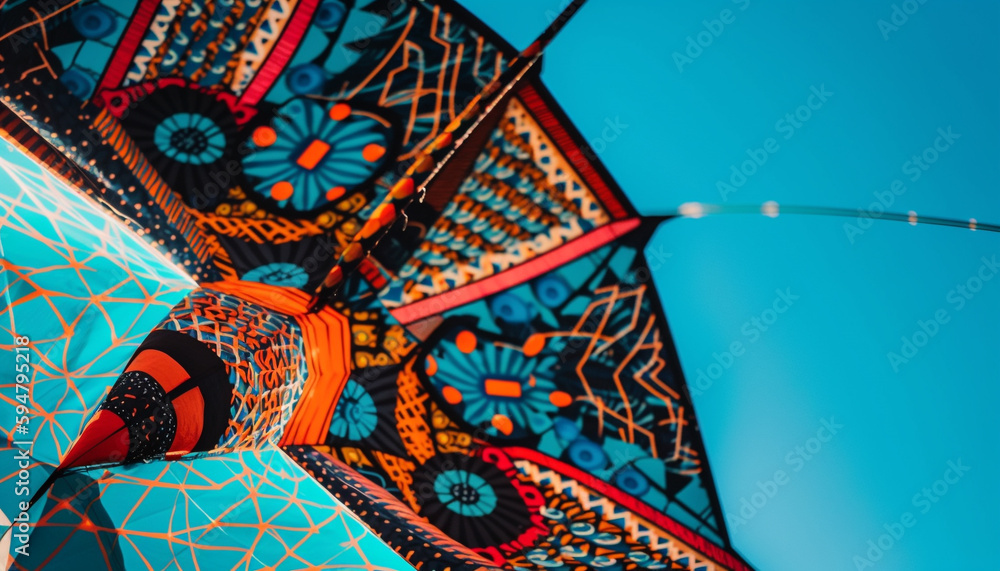 Poster vibrant colors and intricate patterns in textile art generated by ai
