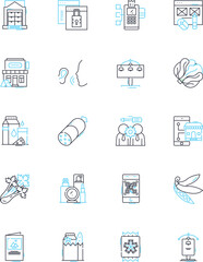 Consumer haven linear icons set. Shopaholic, Bargain, Consumerism, Emporium, Retail, Gift, Splurge line vector and concept signs. Mall,Freebies,Browsing outline illustrations