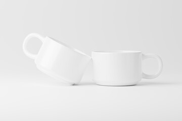 Ceramic Mug Cup For Coffee Tea White Blank 3D Rendering Mockup